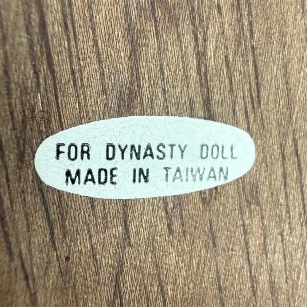 Vintage 80s Dynasty Doll Stand Wood Base Metal Holder 8” Taiwan